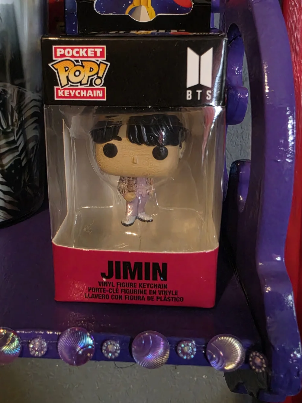 Funko BTS Jimin Pocket Pop! Keychain Black Hair Pink Outfit
